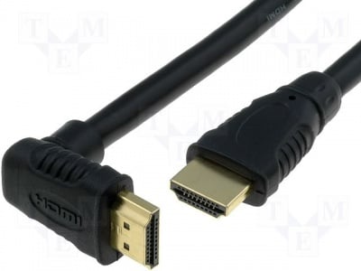 Кабел HDMI-HDMI HDMI-558-02.5 Кабел; HDMI 1.3; HDMI щепсел, HDMI ъглов щепсел; 2,5m; черен